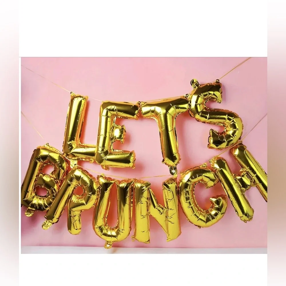 NEW Lets Brunch Foil Balloons Garland Individual Gold Party Sign Table Fun 13ft
